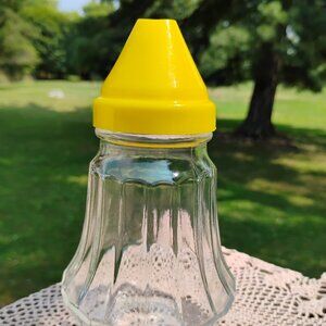 vintage sugar dispenser Federal Tool Corporation clear glass yellow lid 1970s
